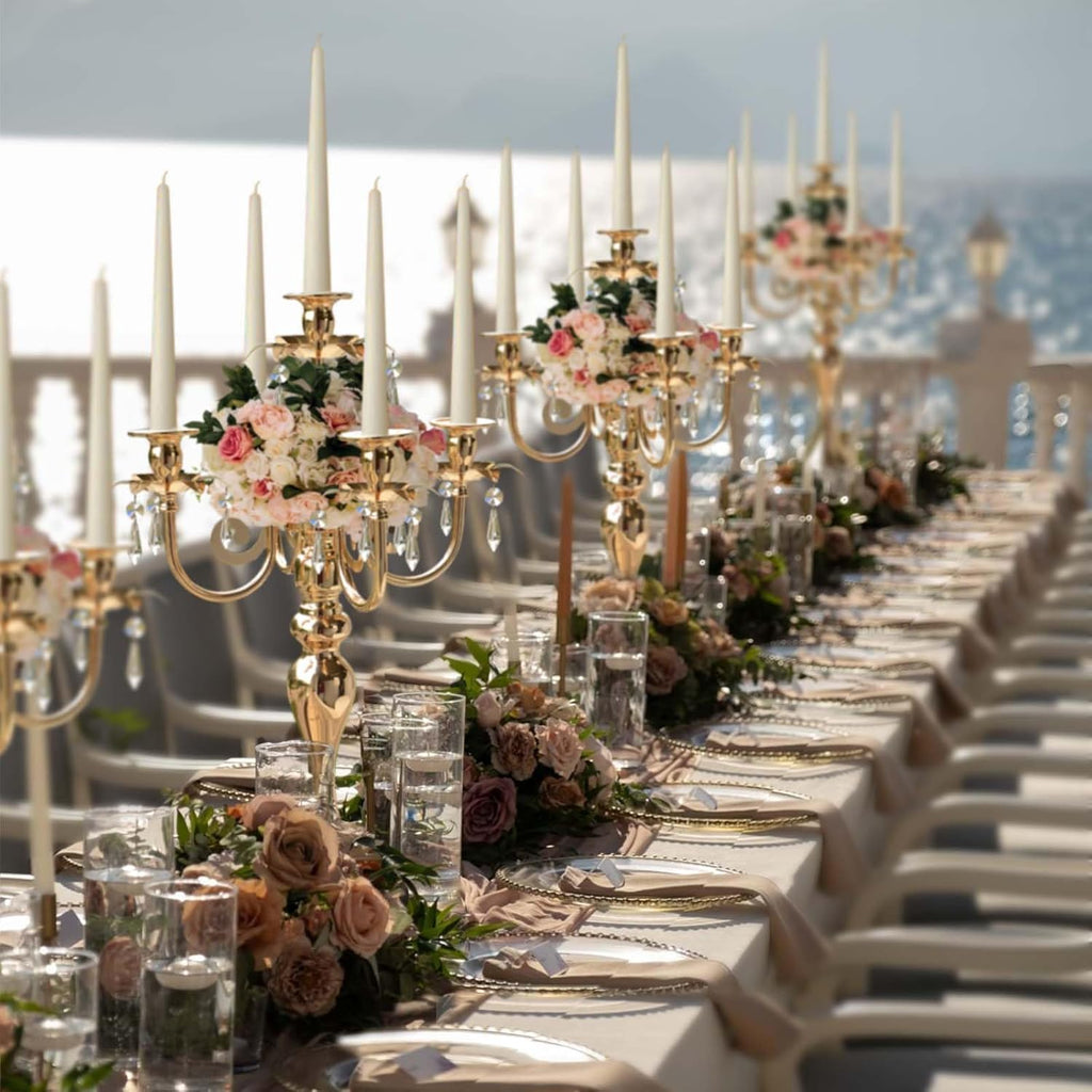 20.3'' Tall 5 Arm Candelabra Centerpiece for Table, Metal Elegant Candle Holder, Retro Candlestick Table Centerpieces