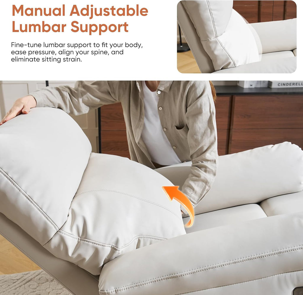 Power Recliner Chair with Adjustable Lumbar Support, Swivel Rocker Recliner with Overstuffed Armrests, Nursery Glider