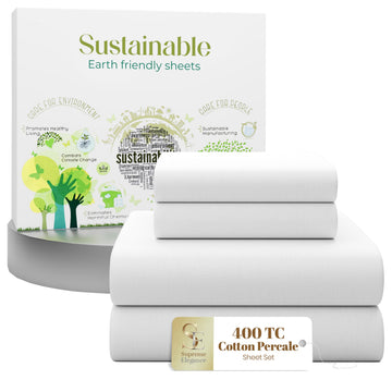 100% Cotton Percale Sheets Queen, Snow White