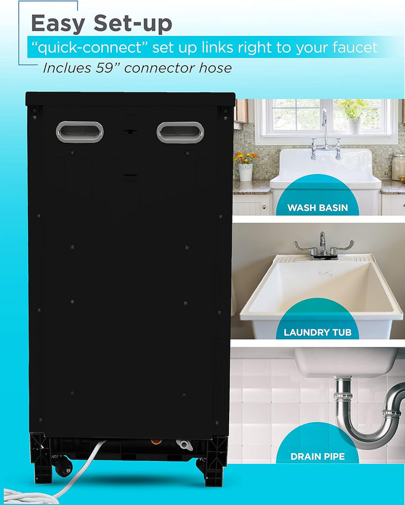 18-Inch Portable Dishwasher, 8-Place Setting Capacity, Mobile Dish Washer with 6 Wash Programs, LED Display