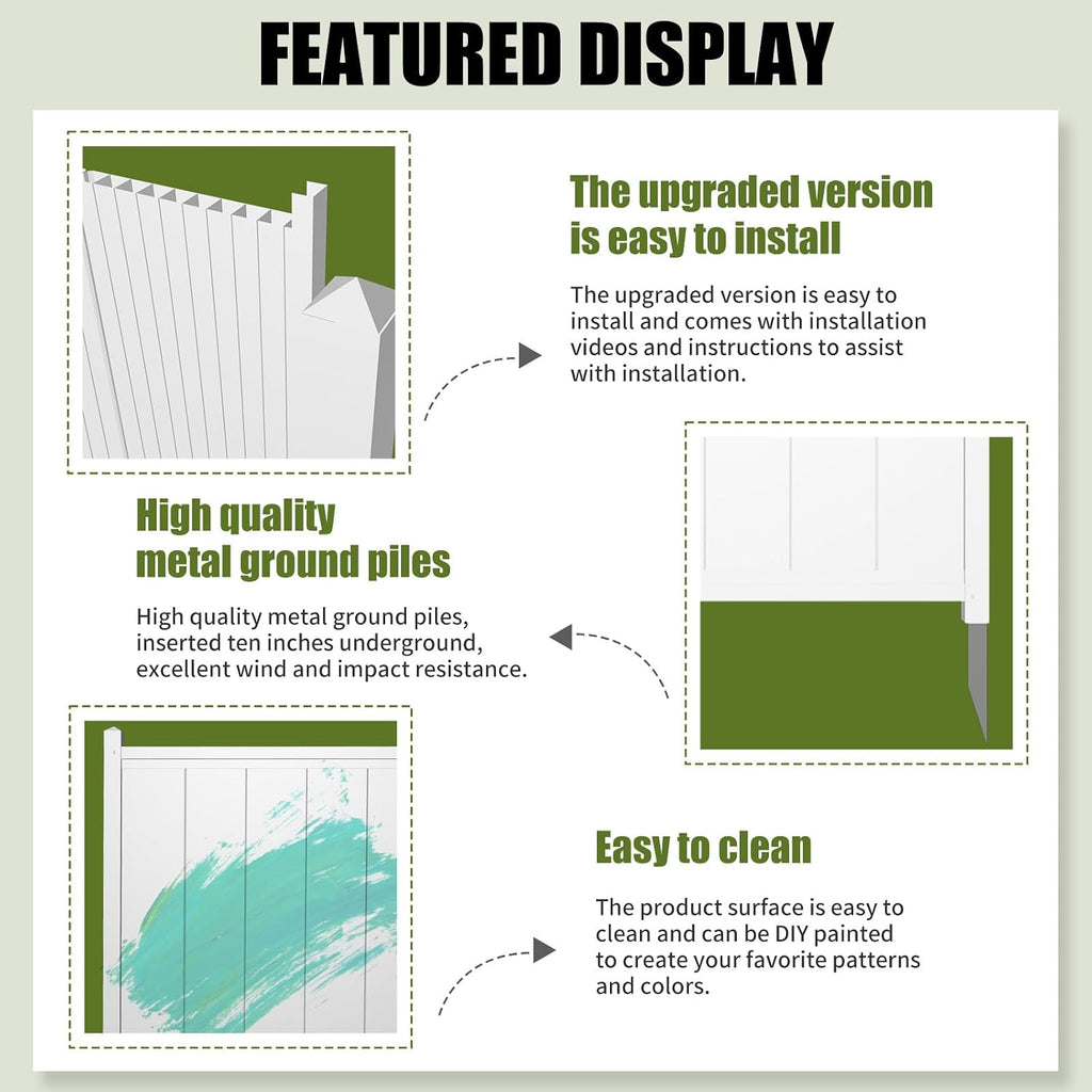 Vinyl Privacy Fence - 48" H x 44" W Air Conditioner Fence, No Dig White PVC Fence Panels for Outdoor Privacy, Trash