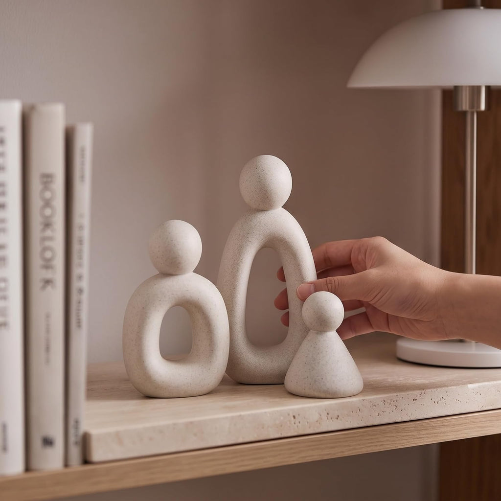 Abstract Family of 3 Figurines Modern Sculptures Home Decorative Accents TV Stand Decor Bookshelf Knick Knacks Gifts