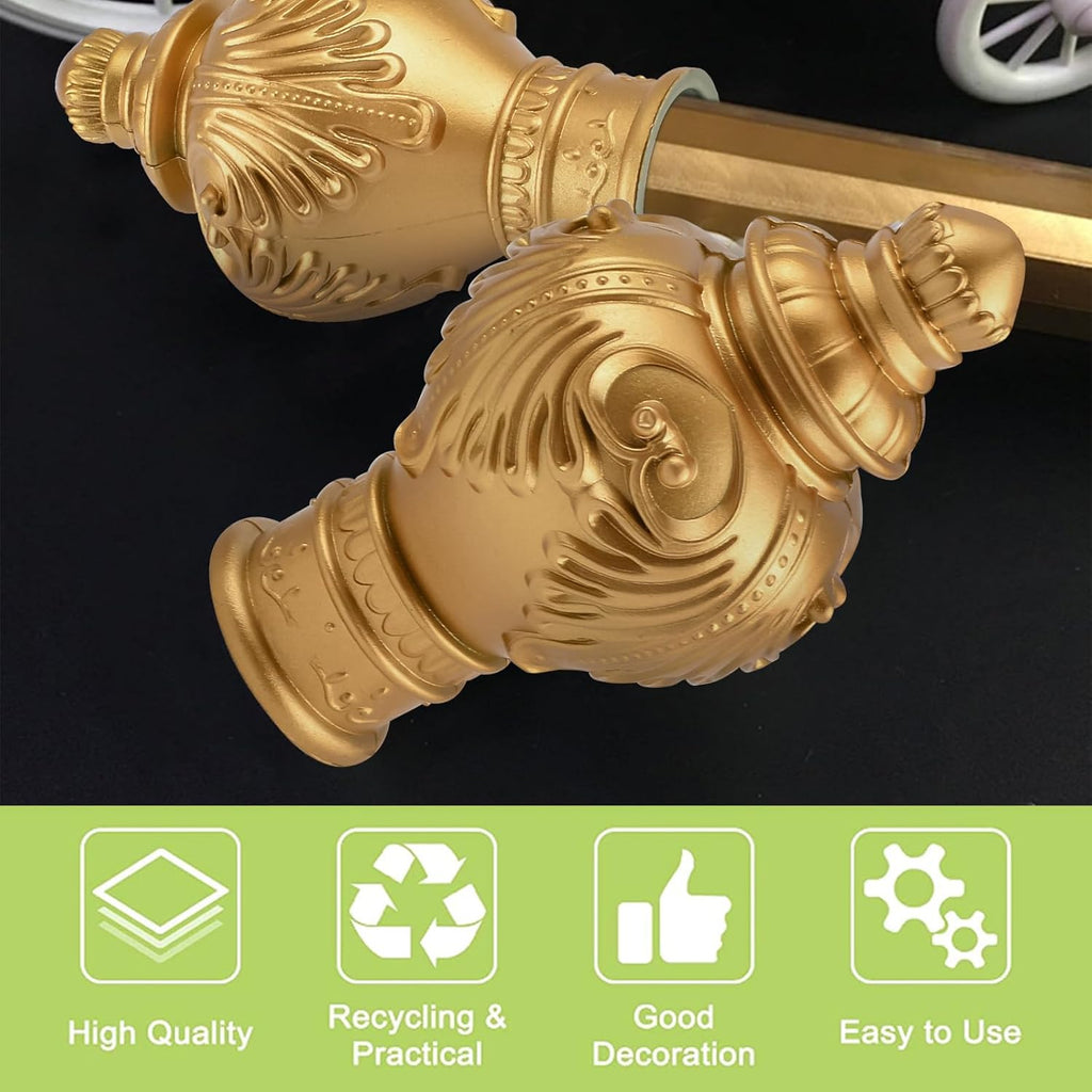 6Pcs Gold Curtain Finials Light Weight Plastic Drapery Rail Pole Head Cap Decorative Window Treatment Finials Ends