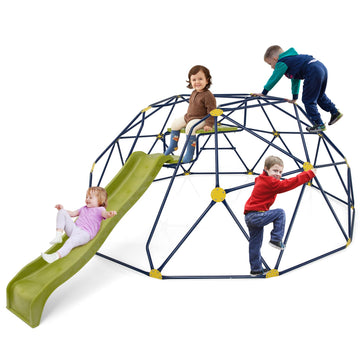 Climbing Dome with Wave Slide, 13.3 FT Jungle Gym Monkey Bar for Backyard, Outdoor Climbing Toys for Toddlers