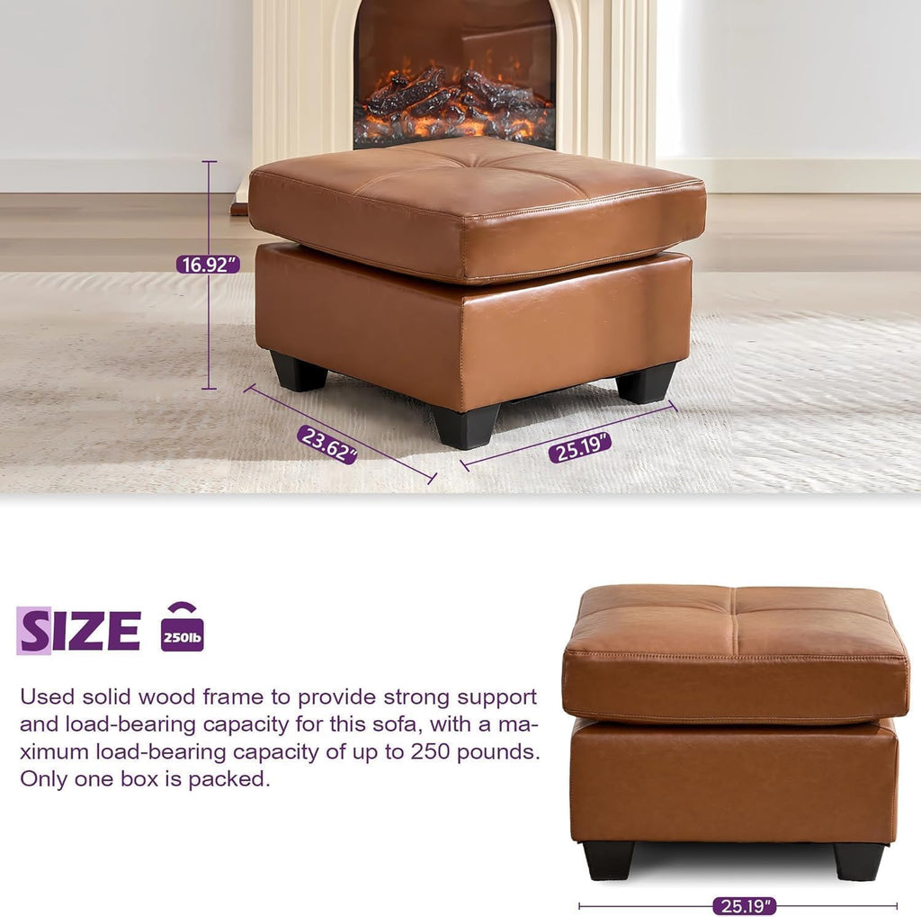 Modern Chaise Lounge Chair and Ottoman — Leather
