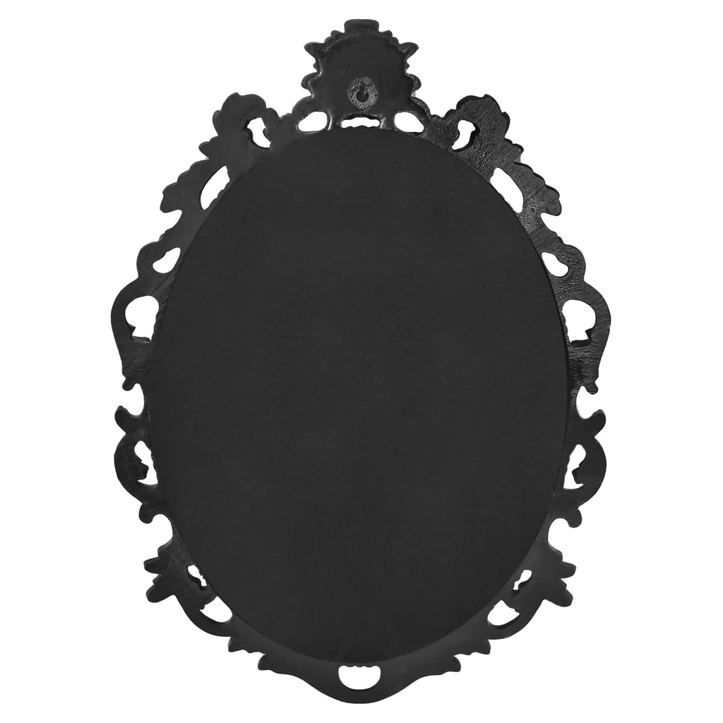 Black Oval Wall Mirror, Vintage Style Gothic Scroll
