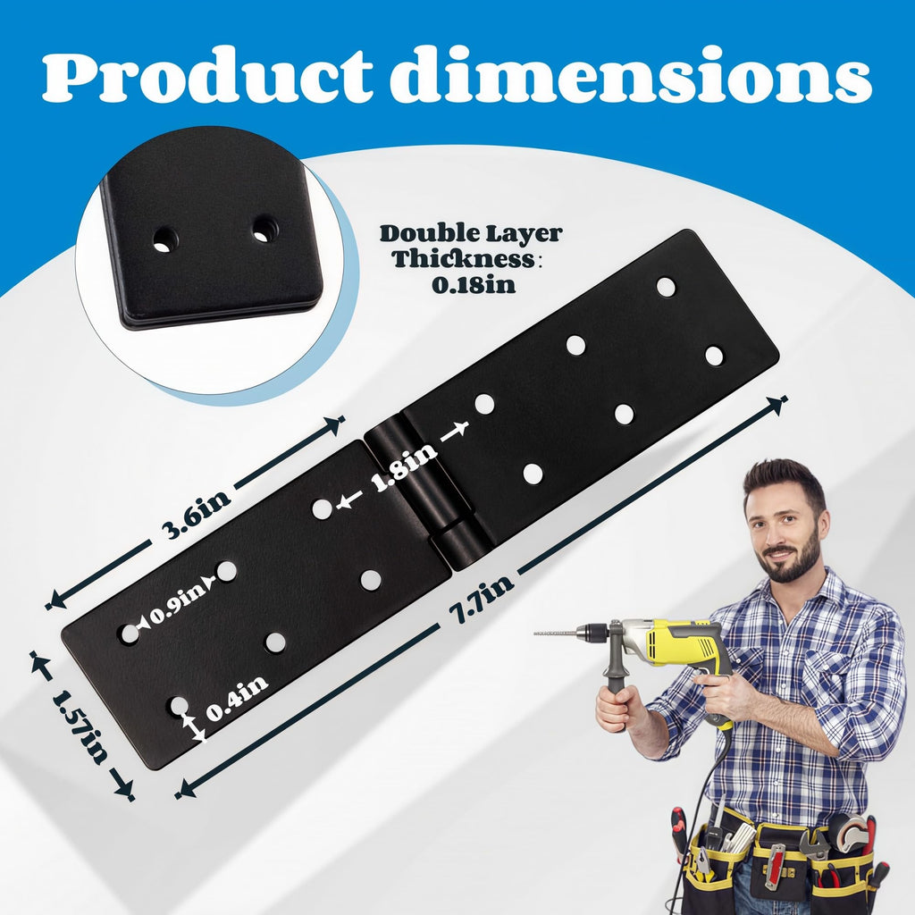 Heavy Duty Gate Hinges, Adjustable 270° Folding Barn Door Hinges