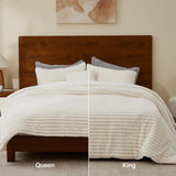 Fleece Queen Comforter Set -Super Soft & Warm Fluffy Cream White Bedding