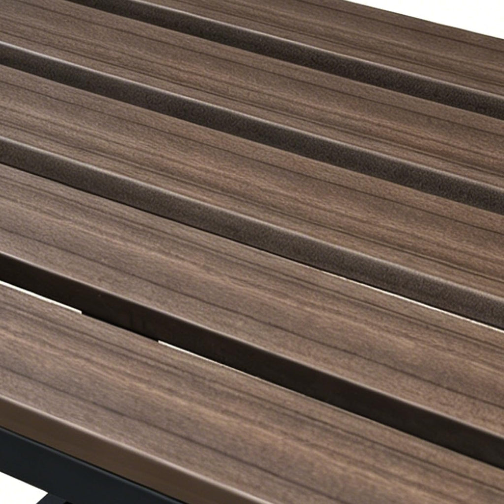 Outdoor Backless Bench Weatherproof Patio Bench with Slatted Seat, All-Weather Garden Bench for Porch, Patio, Lawn