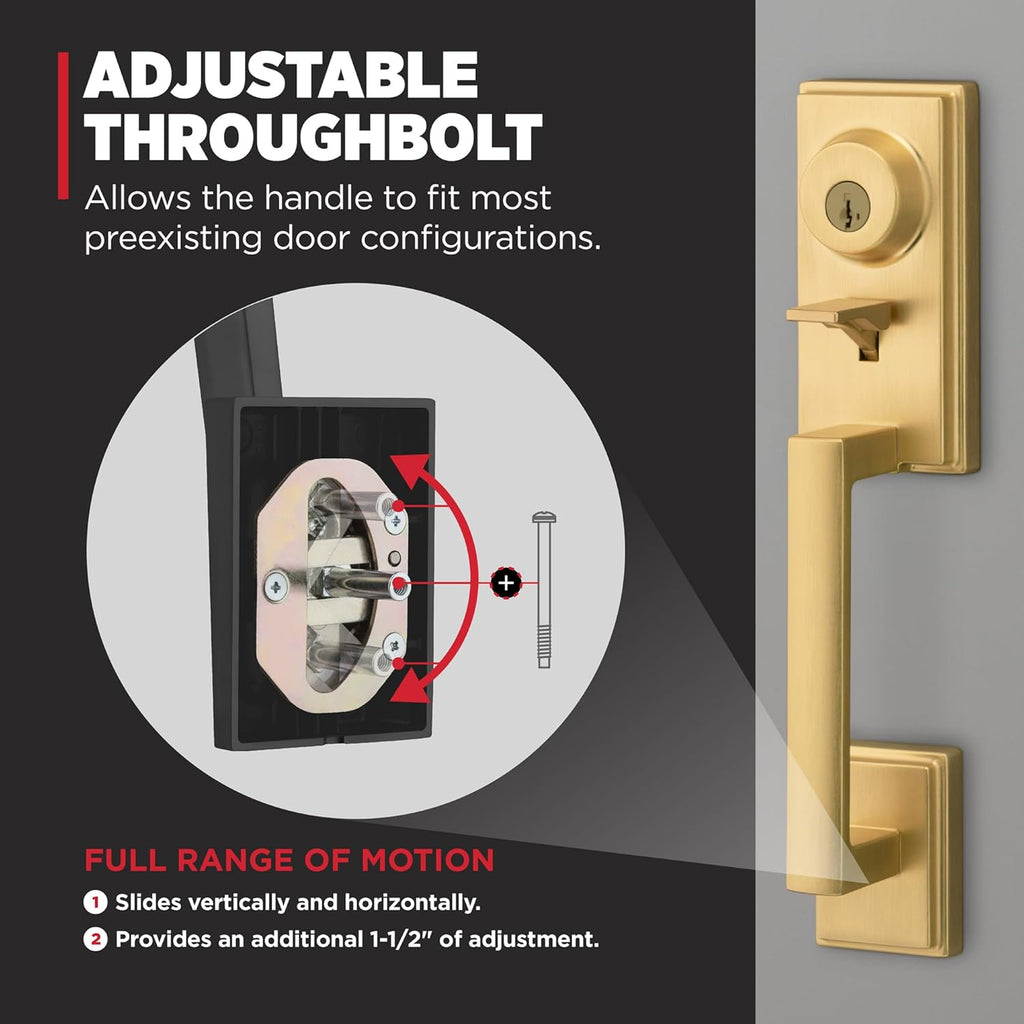 Peralta Front Door Lock Handle and Deadbolt Set, Entry Handleset Exterior with Interior Reversible Lever - Door Handleset