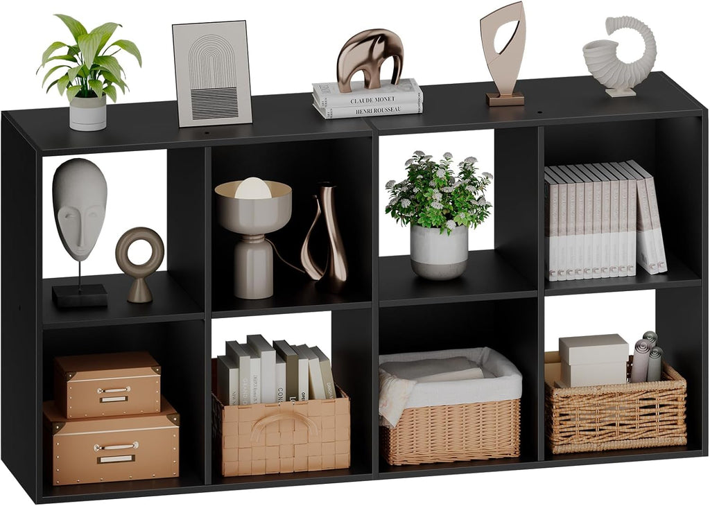 8 Cube Storage Organizer - Open Cube Bookshelf with 4 Removable Back Panels, Display Storage Bookcase, Entrance Hall