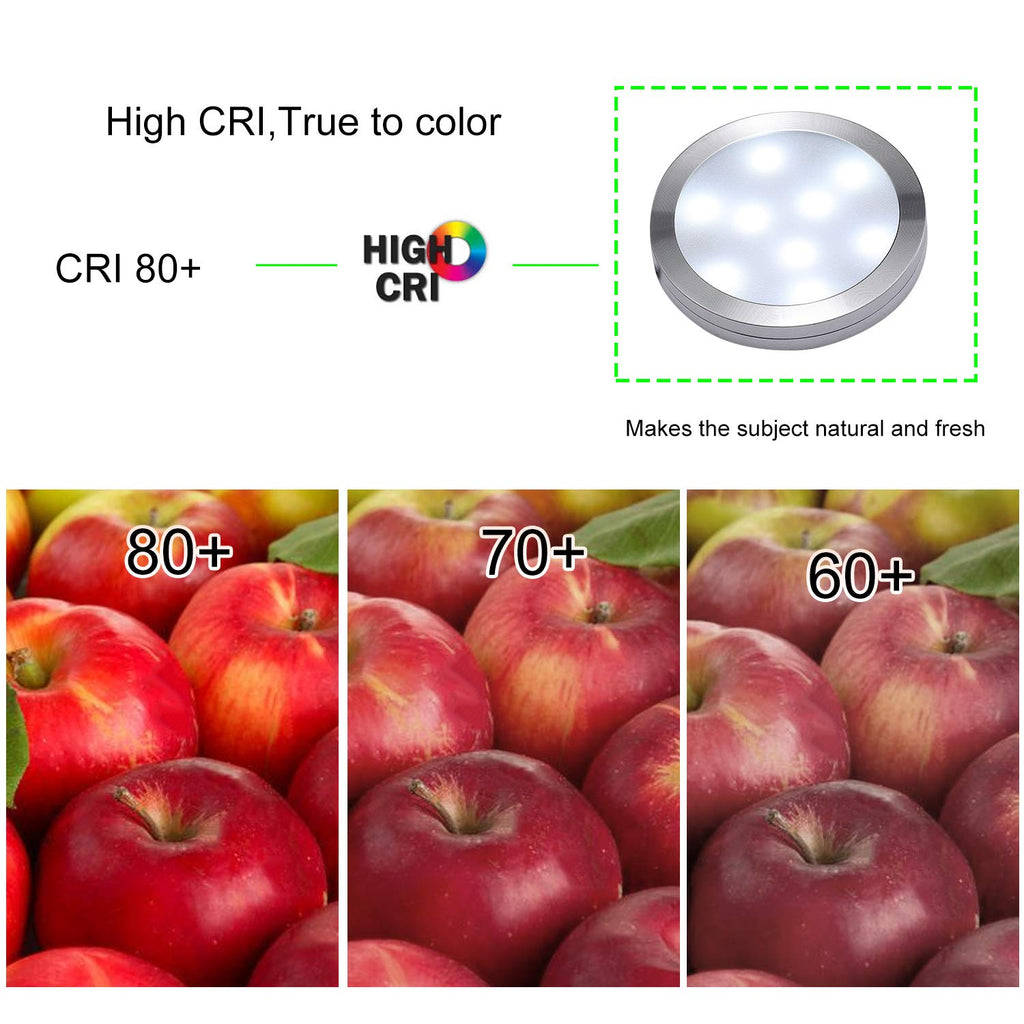 LED Under Cabinet Lighting Dimmable with RF Remote Control, 6 LED Puck Lights, Total of 12W, Count Closet Wardrobe