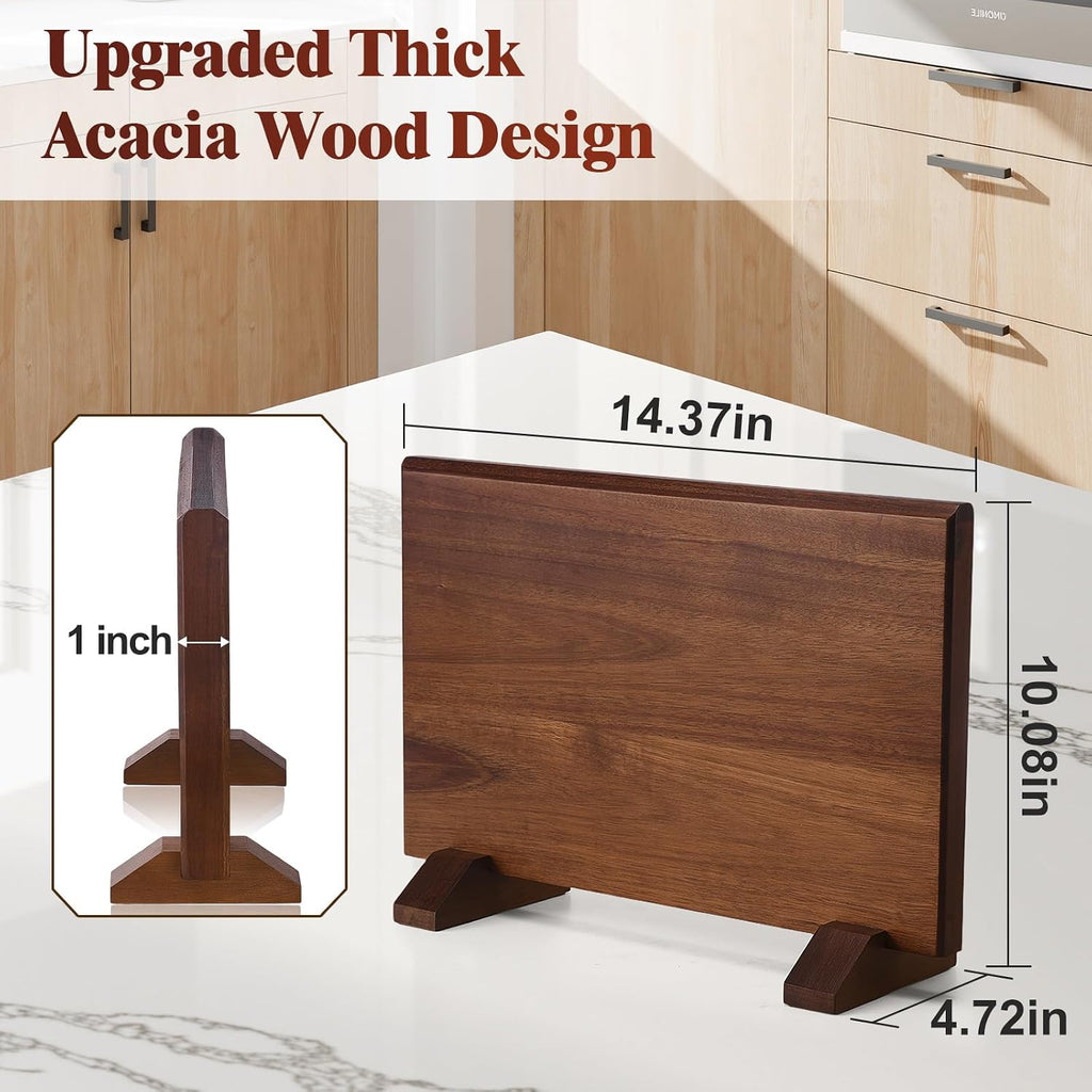 Magnetic Knife Block, Double-Sided Thick Acacia Wood Knife Holder Stand with Strong Magnets, Multifunctional Kitchen
