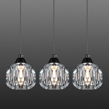 Crystal Chandeliers for Dining Room Lights Fixture Over Table, 3 Pack Black Modern Pendant Light Fixture_Crystal Pendant Lighting for Kitchen Island Bathroom Bar