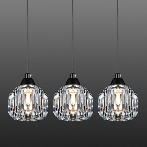 Crystal Chandeliers for Dining Room Lights Fixture Over Table, 3 Pack Black Modern Pendant Light Fixture_Crystal Pendant Lighting for Kitchen Island Bathroom Bar A116-B0DSVGZMTK