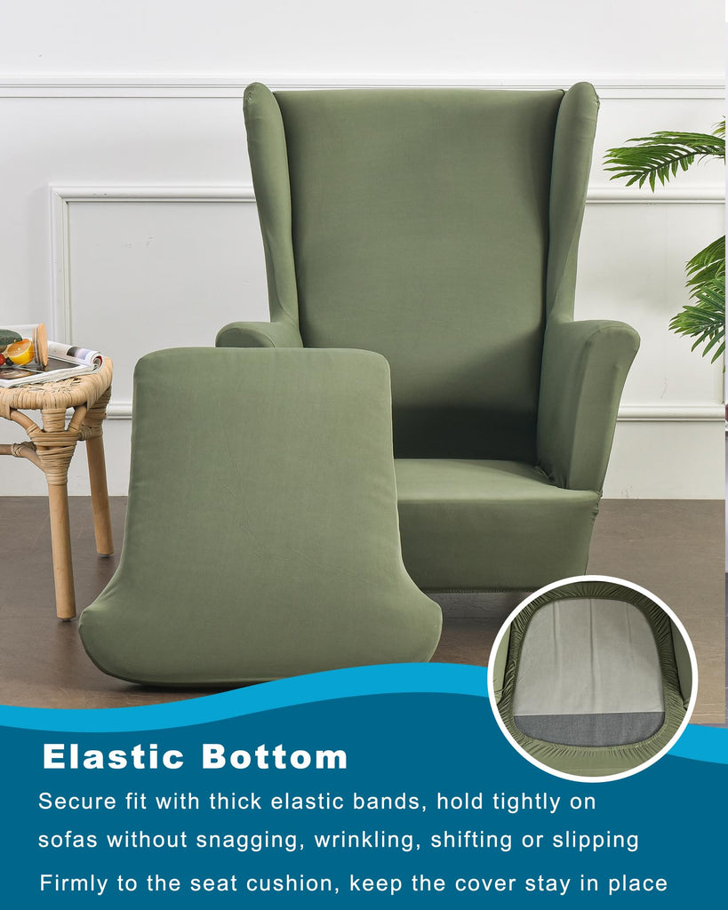 Wingback Chair Covers Green Armchair Slipcovers