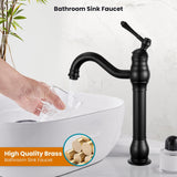 Vessel Sink Faucet 360° Swivel Spout Single Handle Tall Bathroom Faucet 1 Hole Farmhouse Lavatory Washbasin Mixer Tap