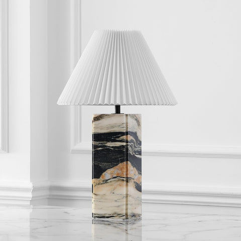 SAFAVIEH Couture Lighting Collection Mackenzie Light Brown/Black Marble Square 25-inch Table Lamp Li