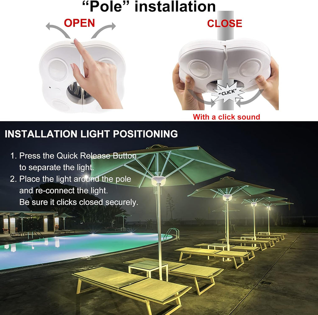 Patio Umbrella Lights Outdoor Umbrella Pole Light Battery Operated Cordless 12 Color Changing Umbrella Light with
