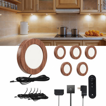 LED Under Cabinet Lighting with Remote,6 Pack Puck Lights Plug in Wired