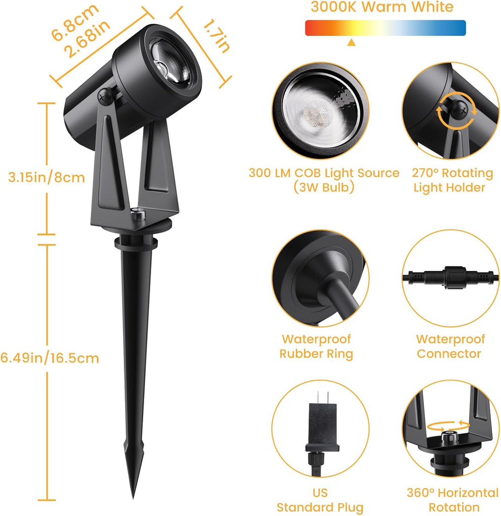 Low Voltage Landscape Lighting,4 Pack Outdoor LED Landscape Spotlights with Transformer 27V Garden Lights Pathway