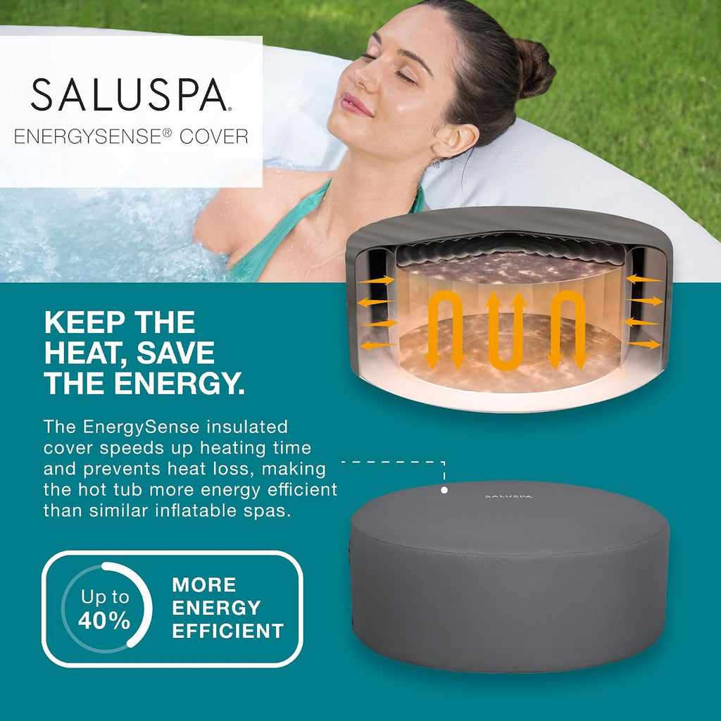 SaluSpa Aruba 2 to 3 Person Inflatable Hot Tub, Round Energy-Efficient Portable Outdoor Spa with 110 AirJets, 67" x