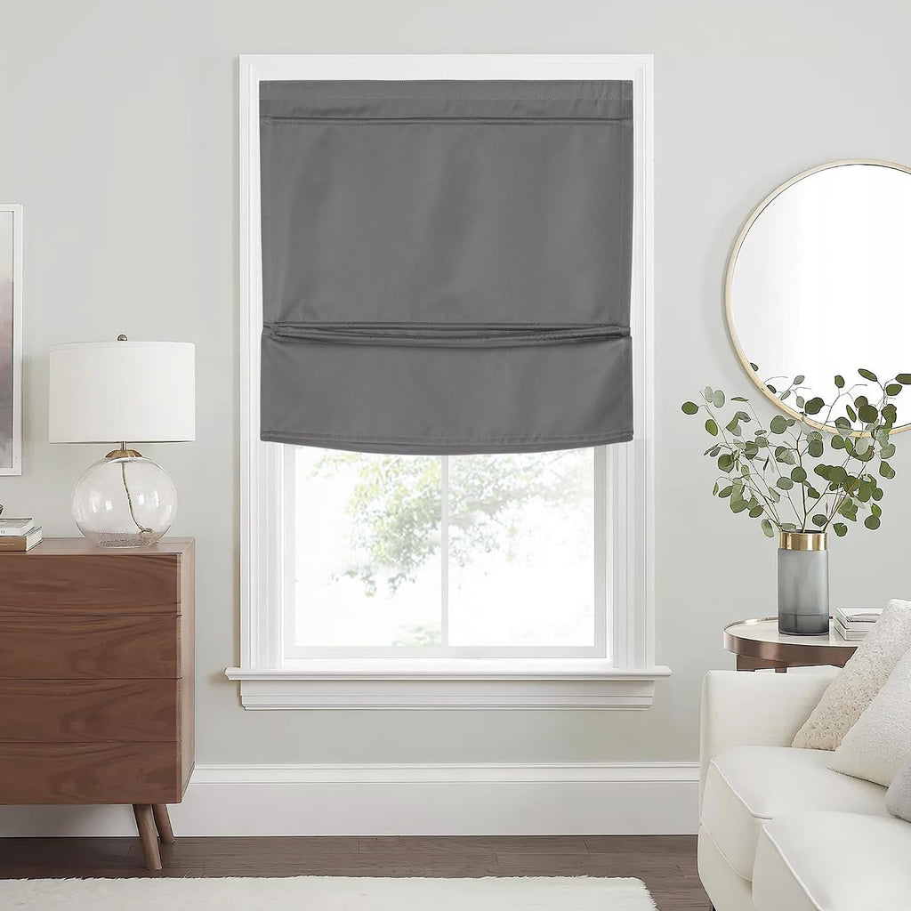 Biscotti Beige No Drill Magnetic Door Roman Curtain for Window