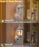 Outdoor Wall Light Dusk to Dawn, Porch Sensor Light White Plastic Anti-Corrosion with LED Edison Filament Bulb
