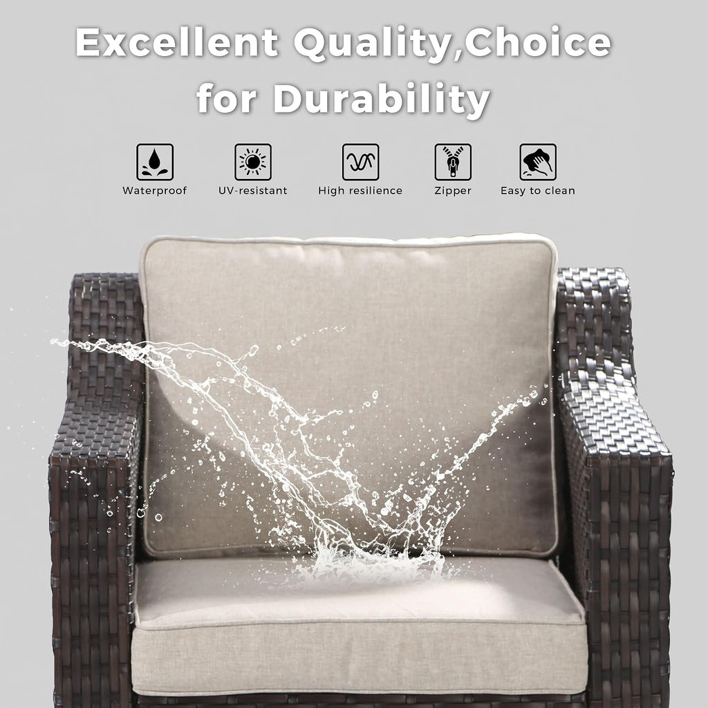 Patio Couch, Wicker Outdoor Conversation Set | Patio Couch with Olefin Removable Cushion, All-Weather Outdoor Sofa