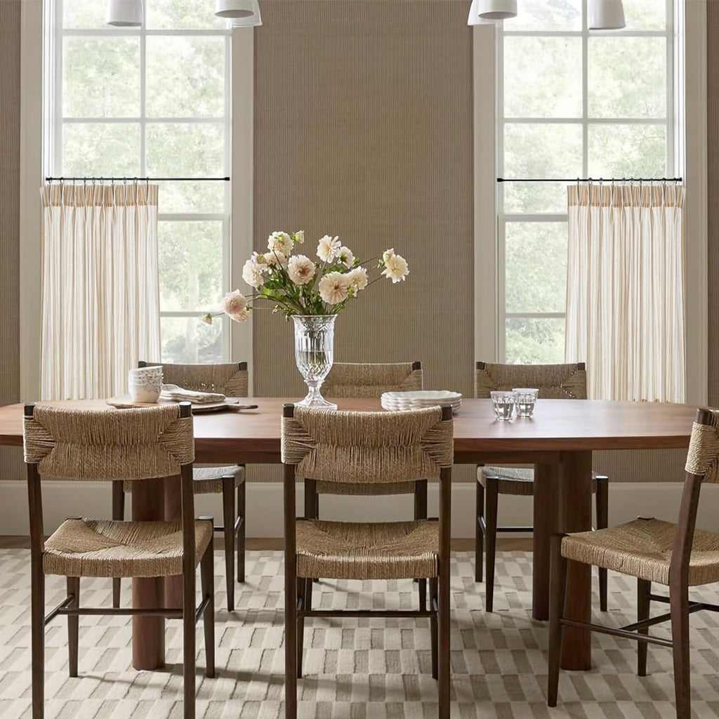 Kitchen Curtains for Small Window,Cafe Curtains,Boho Striped Kitchen Pinch Pleat Curtain with Hooks