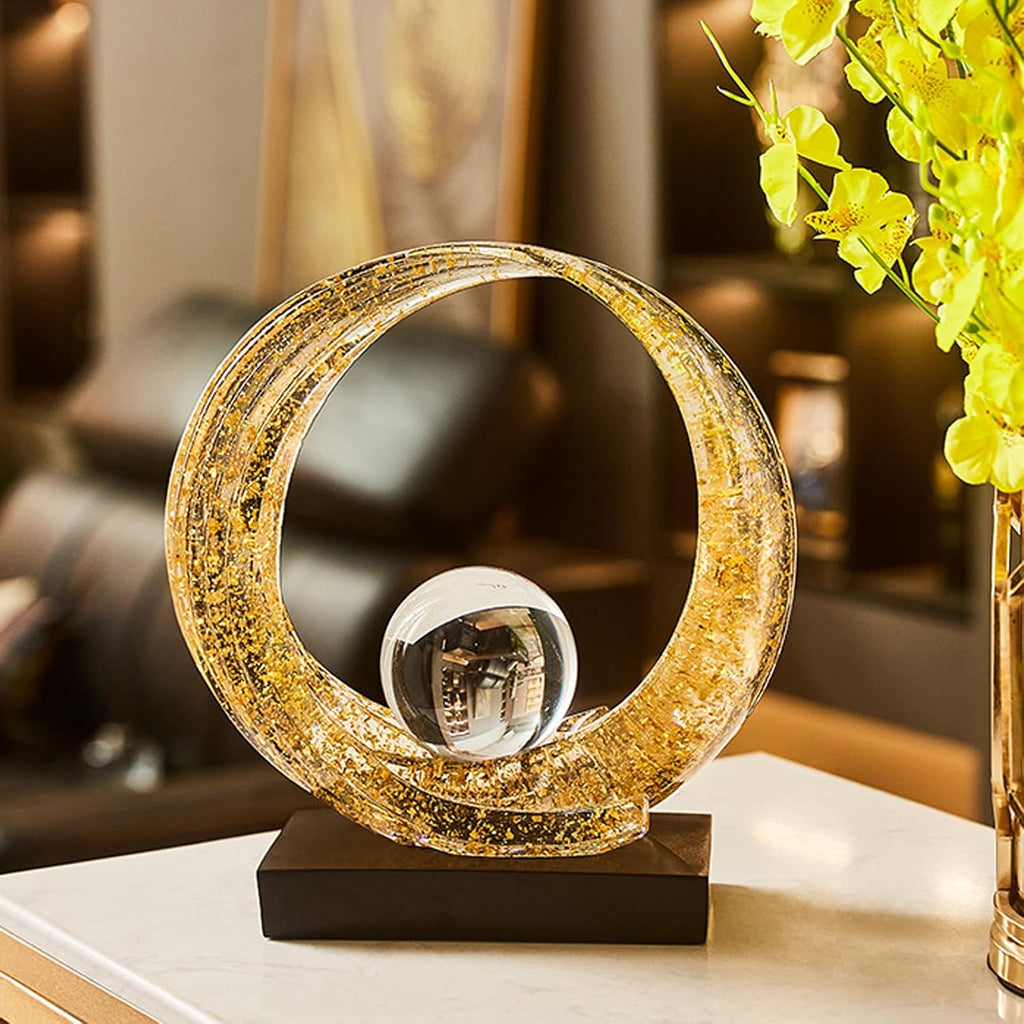 Golden Wave Resin Origami Statue Modern Abstract Home Decoration Emphasizes Abstract Office Desk Center Art Statue