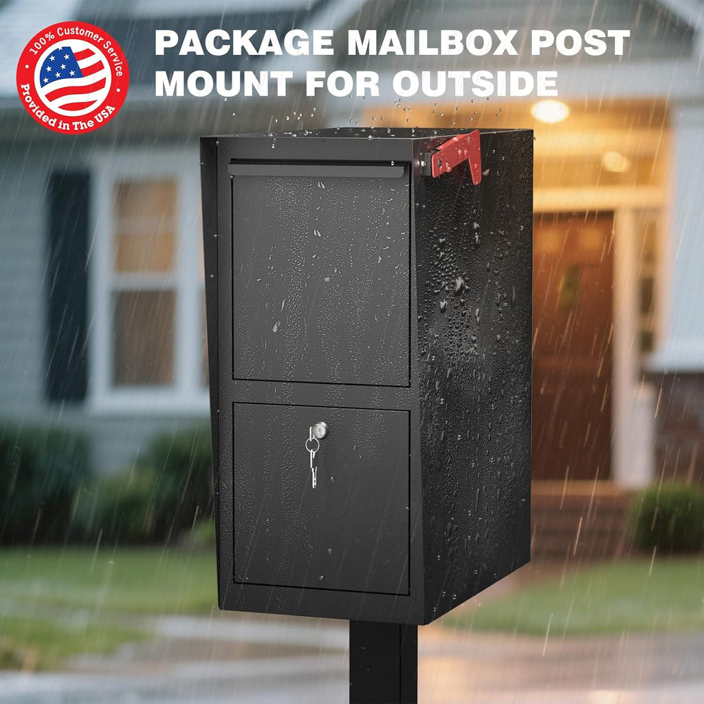 Curbside Large Mailbox with Post - Locking Mailbox Post Mount with Base Plate
