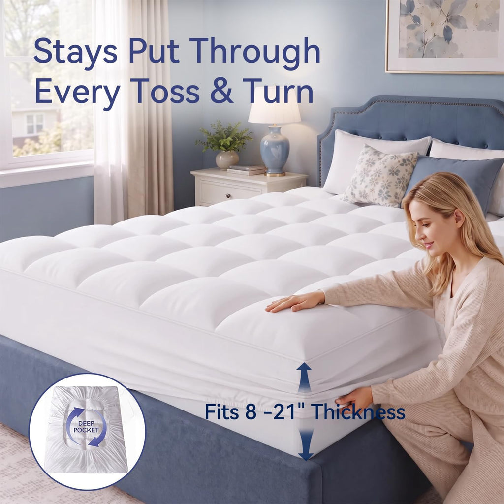 Queen Mattress Topper, Extra Thick Pillow Top Mattress Pad Cover