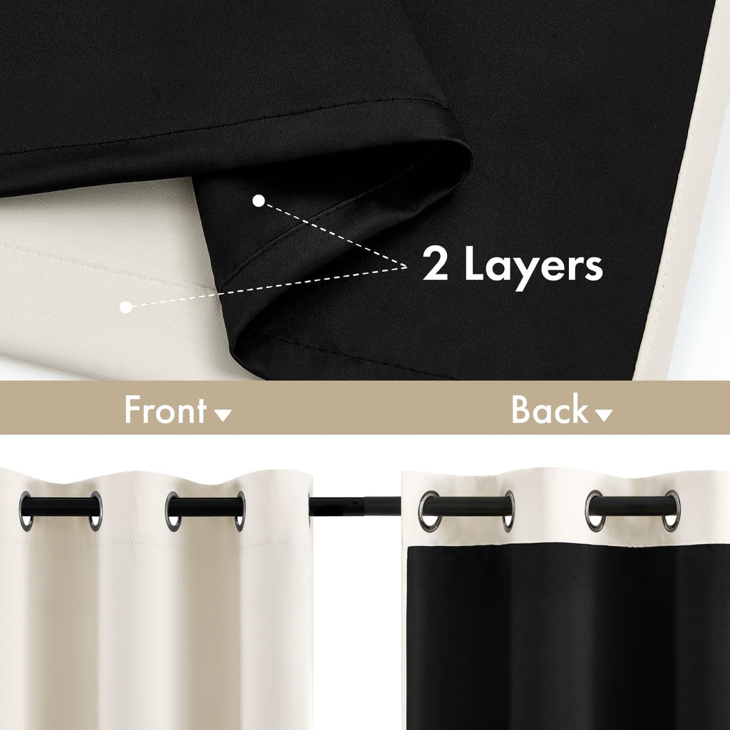Cream 100% Blackout Curtains (Set of 2 Panels) 40x63 Inch Long