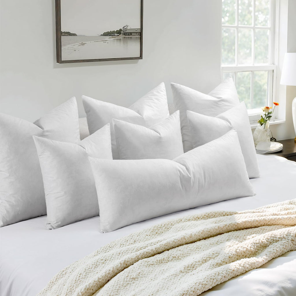 22x22 Pillow Inserts 2 Pack,Feather Mix Polycotton Pillows - Set of 2