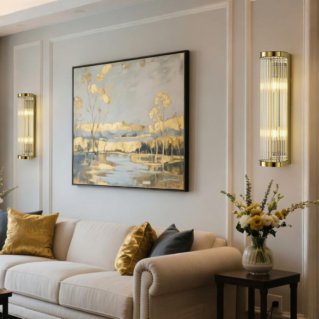 Crystal wall sconces, Crystal Sconces set of 2, Sconces wall set of 2, 2-Light Modern Brushed Titanium Gold Wall