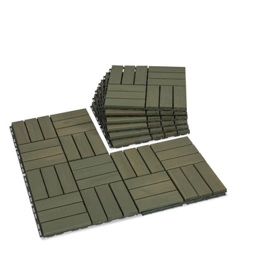 Natural Acacia 12x12 Interlocking Wood Deck Tiles for Balcony, Garden, Patio, Poolside Decor - Waterproof Indoor &