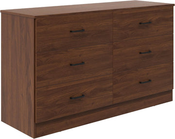 Wood Dresser , 6 Drawer Double Dresser, Mid Century Modern Chest of Drawers with Deep Drawers, Large Storage