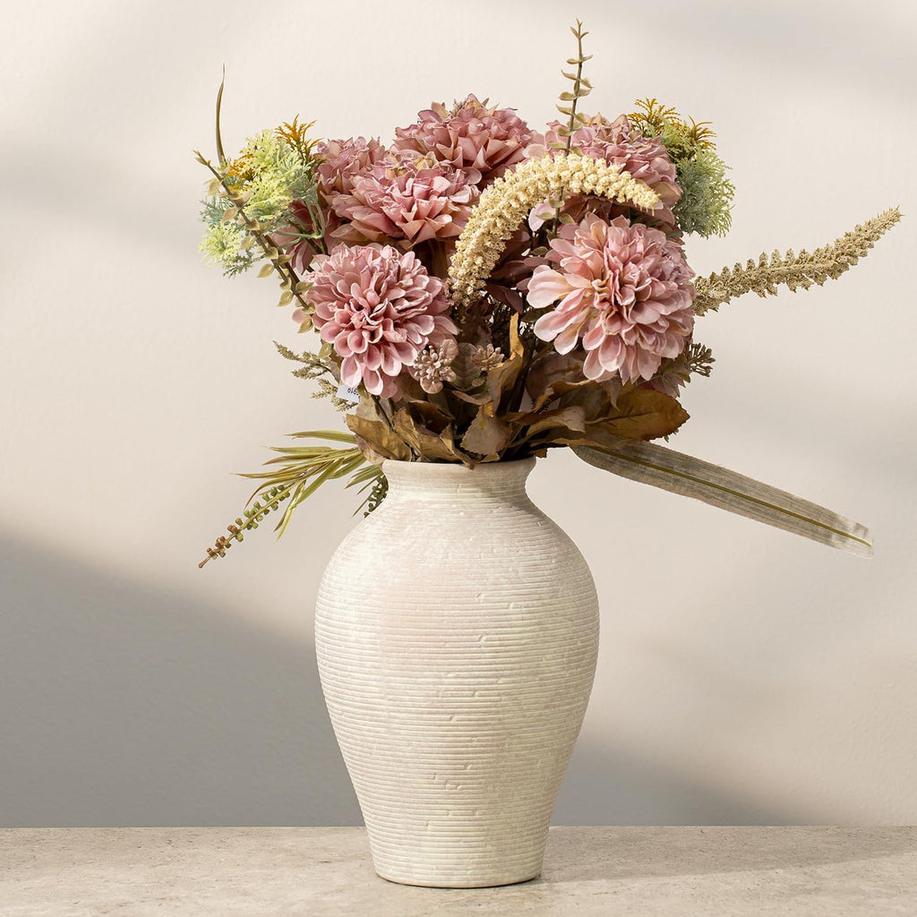 9.06 Inch Tall Vintage Ceramic Flower Vase, Rustic Farmhouse Vase