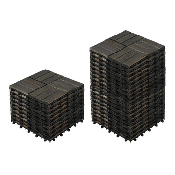 Acacia Interlocking Deck Tiles (12x12 Pack 30) - Waterproof Acacia Wood Decking for All Weather Use - Patio, Balcony