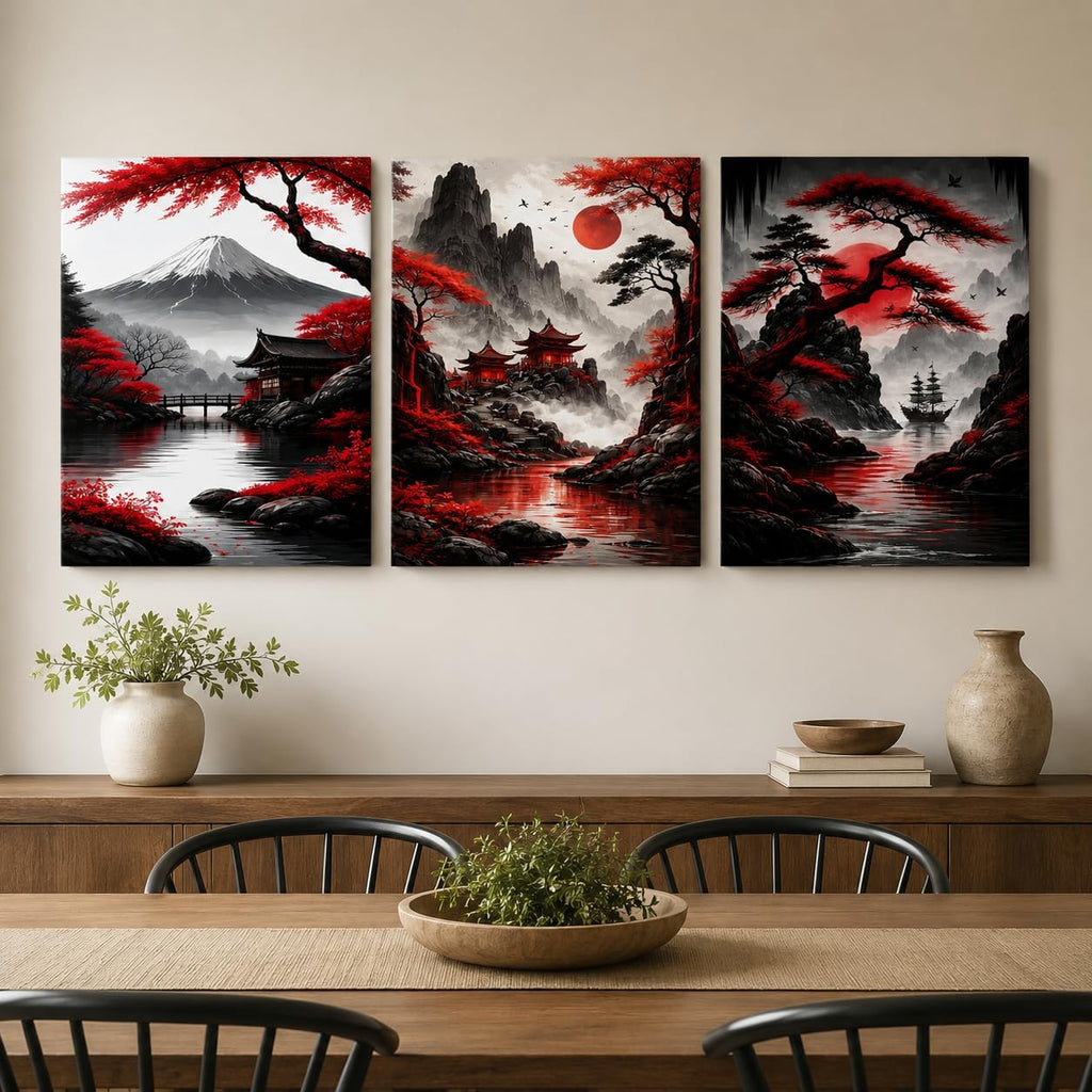 3 Piece Wall Art 16 x 20 Inches, Framed Canvas Set, Modern Botanical Vase Wall Decor Bedroom Office Hallway, Neutral