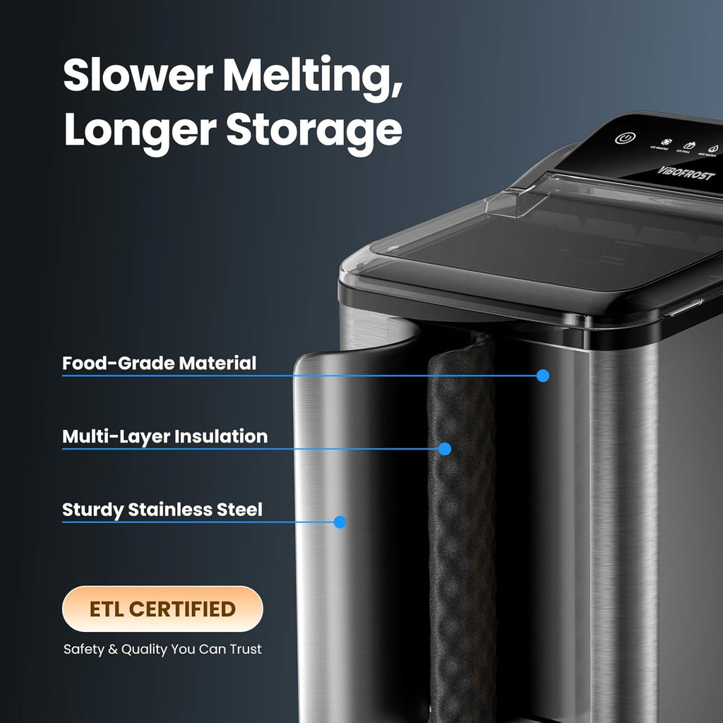 Nugget Ice Maker Countertop, Fast 35lbs/24H Sonic Pebble Ice Machine, Self-Cleaning Anti-Scale System, Stainless