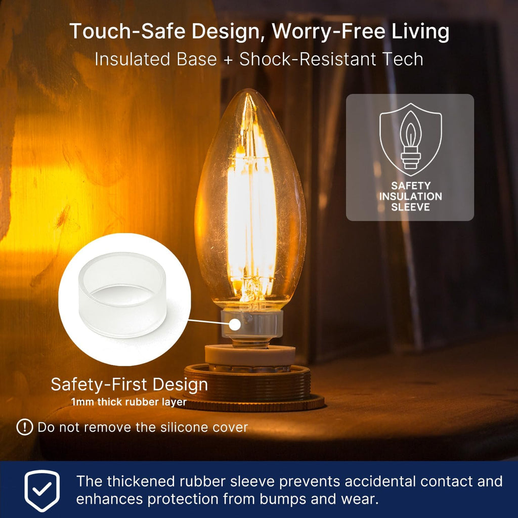 60W Equivalent LED Chandelier Light Bulbs, Dimmable, E12 Base, Clear B11 LED Filament Candelabra Bulbs, 2700K Soft (6 Pack)