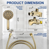 High Pressure 10 Setting Handheld Shower Head, 5" Detachable Showerhead Spray Built-in Power Wash to Clean Tub
