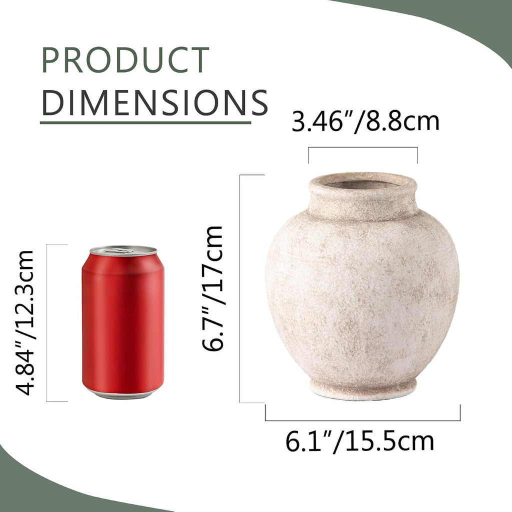 Ceramic Flower Vase, Rustic Farmhouse Decorative Vase Pottery Pampas Grass Vases