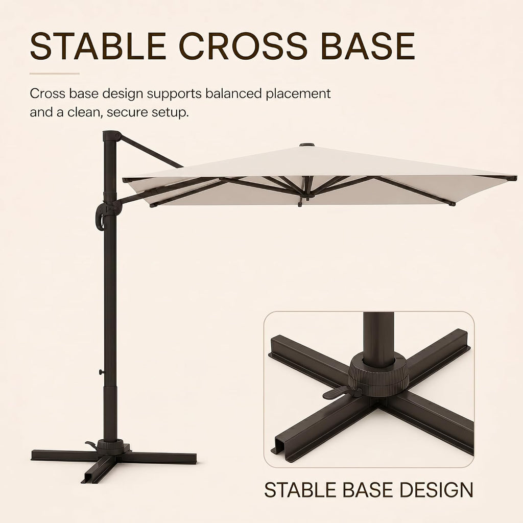 9' X 12' Cantilever Patio Umbrella with Base Included
