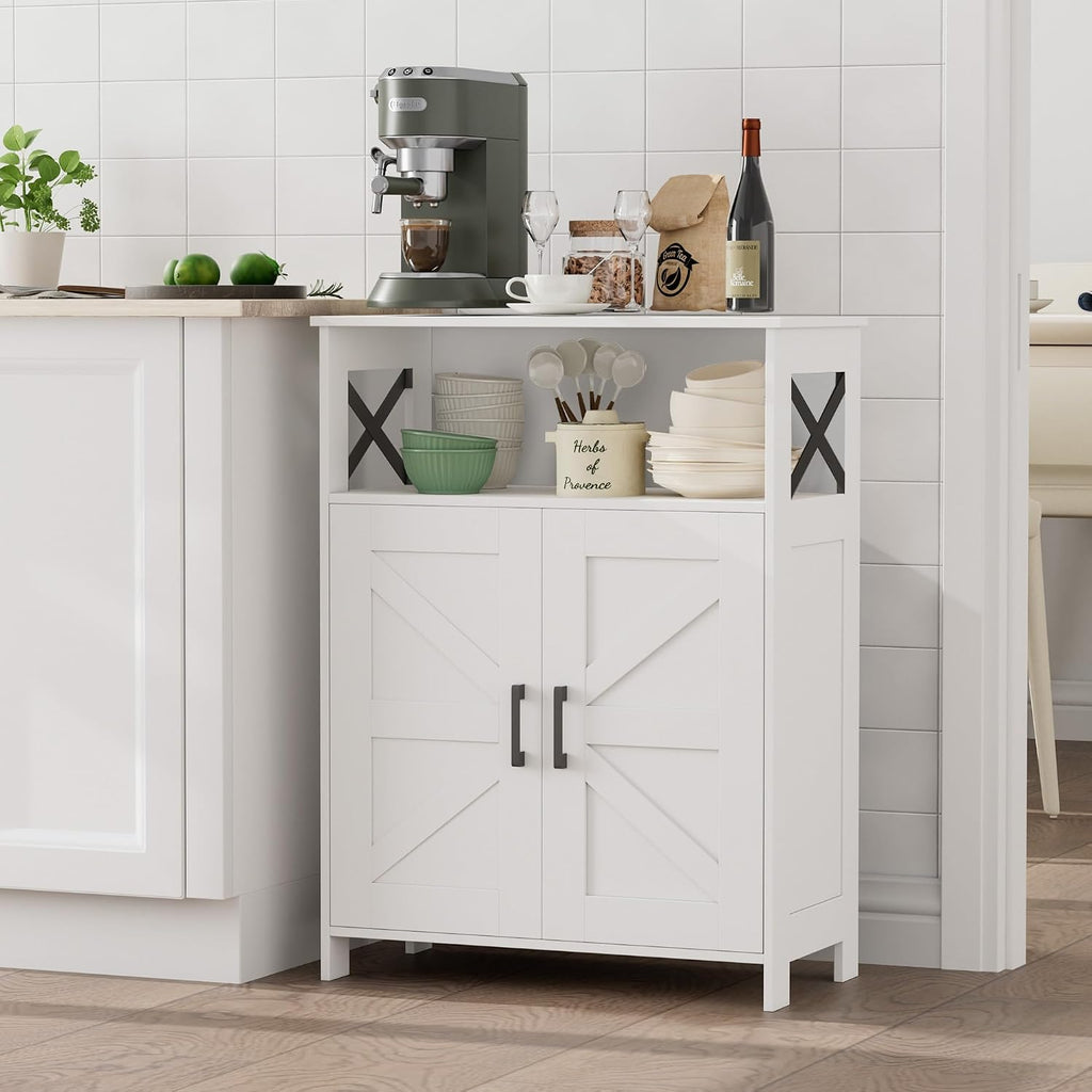 Farmhouse Bathroom Storage Cabinet with Doors, Small Floor Cabinet | Toilet Paper Cabinet with Adjustable Shelf