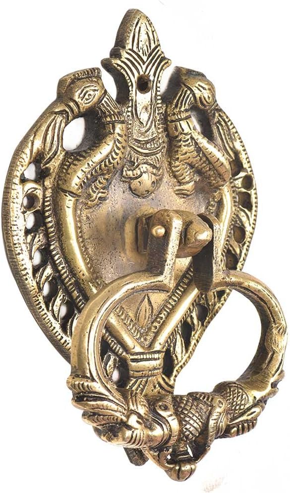 IndianShelf Solid Brass Magnificent Peacock Carved Door Knocker for Main Door