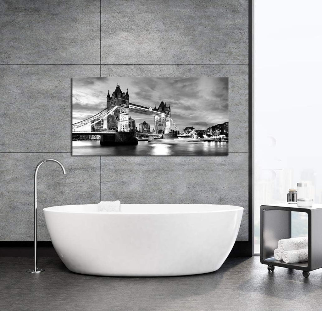 Black White London Tower Bridge Canvas Wall Art England Cityscape Painting UK Pictures Modern Artwork Home Decor