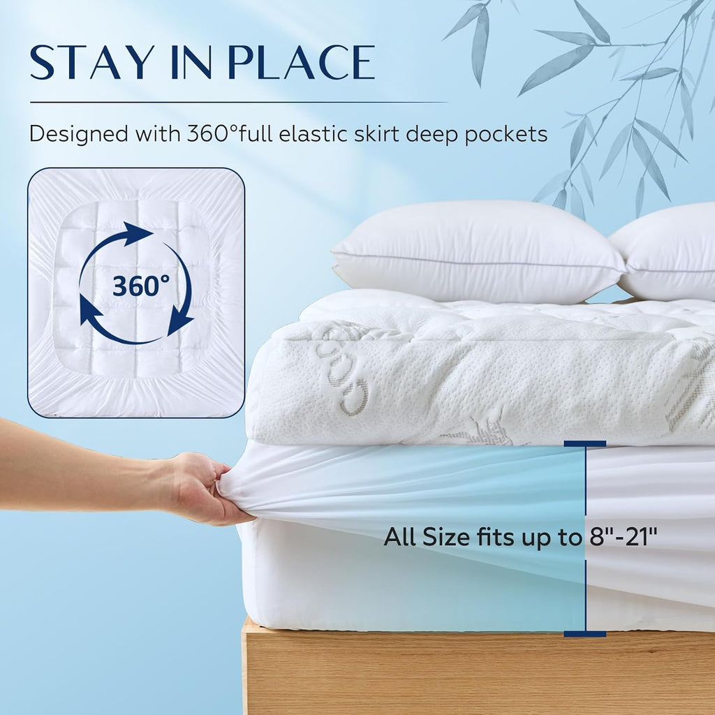 5 Inch Cooling Bamboo Mattress Topper Full Size 54X75 in 2000 Gsm Full
